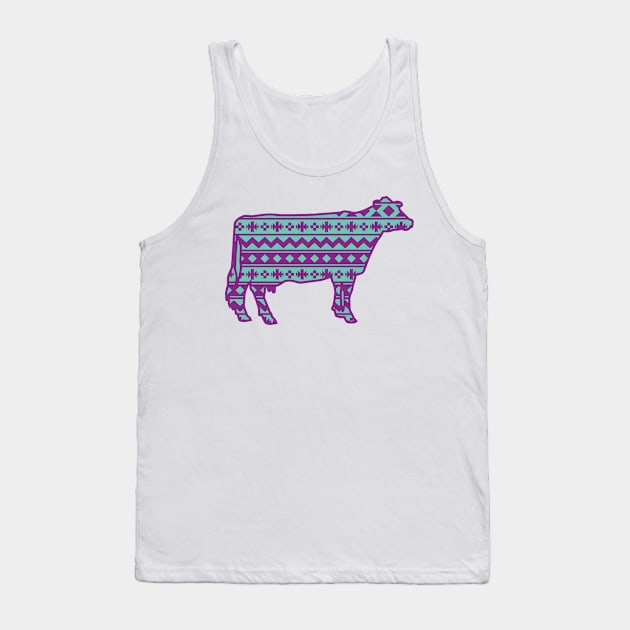 Girly Holstein Cow with Southwest Pattern Tank Top by SAMMO